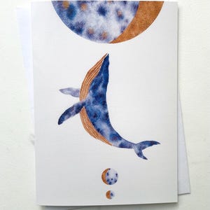 Carte de voeux Lune baleine 5 x 7