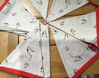 Robins print linen style handmade cotton bunting