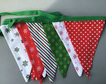 Christmas Stars print handmade cotton bunting