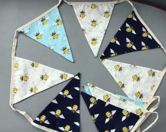 Bumblebee print handmade cotton bunting