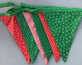 Festive Christmas Stars print handmade cotton bunting