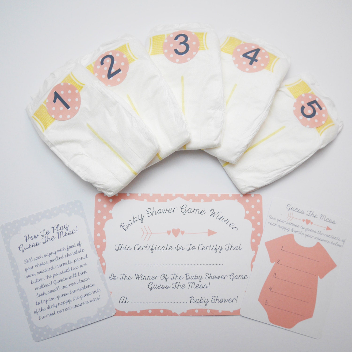 Dirty Nappy Baby Shower Guessing Game Boy Girl Unisex Guess