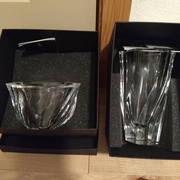 Vintage Orrefors Swedish Crystal Alberius Residence Collection Swirl CHOICE Bowl or Vase New in Original Box Made in Sweden