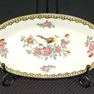 Antique Devonware Oval Dish: "Old Bow" Pattern, English Ironstone