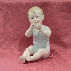 Antique German Bisque Piano Baby By Rudolstadt Collectible Figurine Marked Germany Excellent Condition No Repairs GIFT