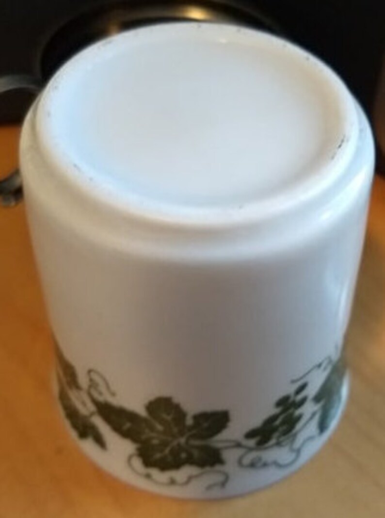 2 Vintage SKS Frieling Zinn Demitasse Pewter Cup Holder Espresso w Porcelain Insert Made in Germany White wGreen Ivy Great Gift St Pats?