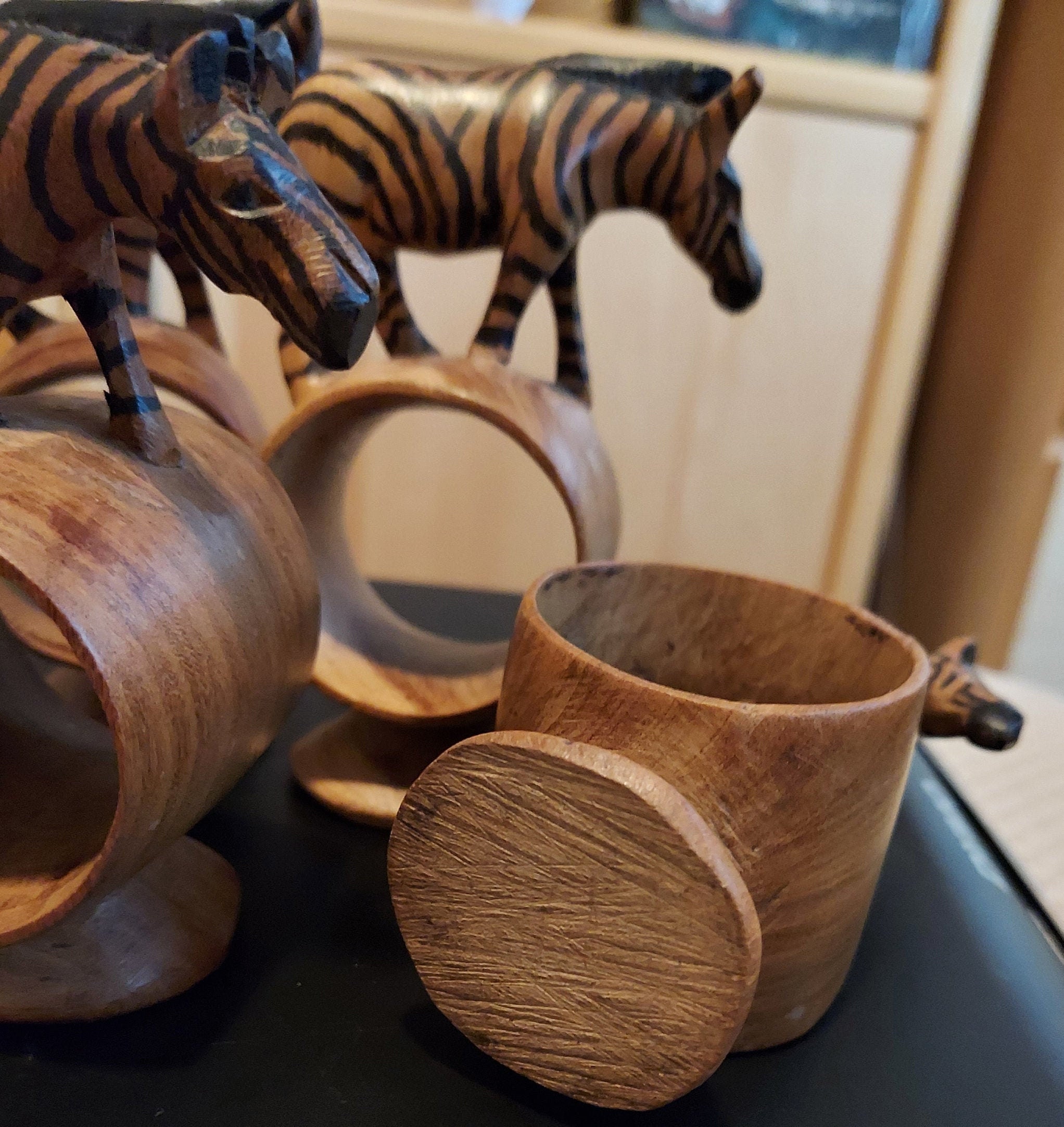 Lot of four 4 Hand Carved Wooden Zebra Napkin Rings Set of 4 Etsy