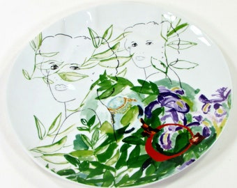 Anthropologie Rebekah Maysles Salad Plates, Set of 4, Warped Pop Art Design
