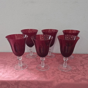 Red Wine Glasses Set of 2 Home Essentials Ruby Red Collection Hand Blown Water/Wine Goblets Like New No Flaws Add GIFT Replace 3 SETS Avail