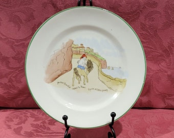 Antique English Nurseryware "Yankee Doodle" Plate Heathcote China Nurseryware HM Williamson & Sons  Made in England Willebeek Series GIFT