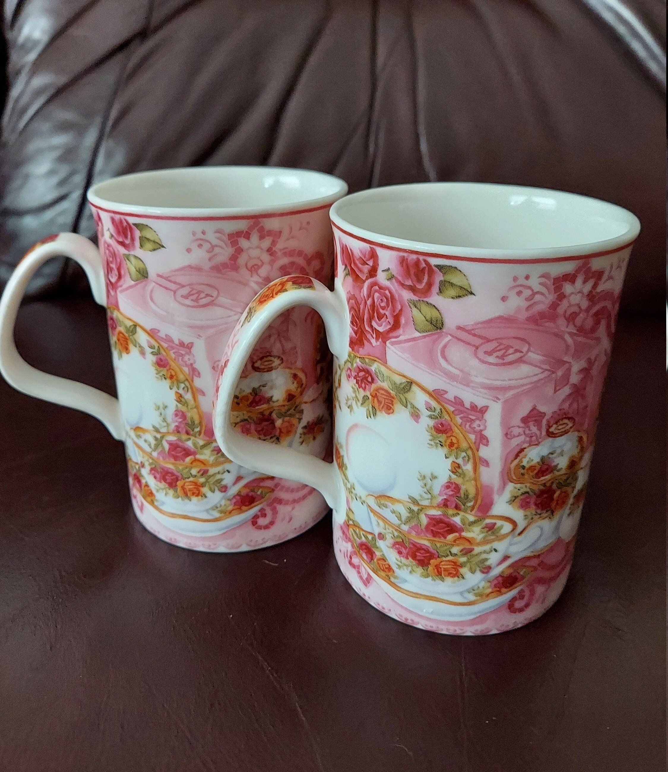 Pair Royal Albert Old Country Roses Coffee Mugs afternoon Tea Like