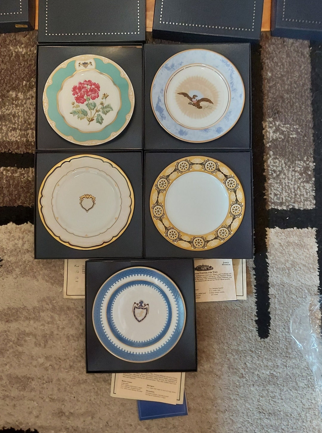 White House Dessert Plate Woodmere China New Original Box Certificate of Authenticity Recipe