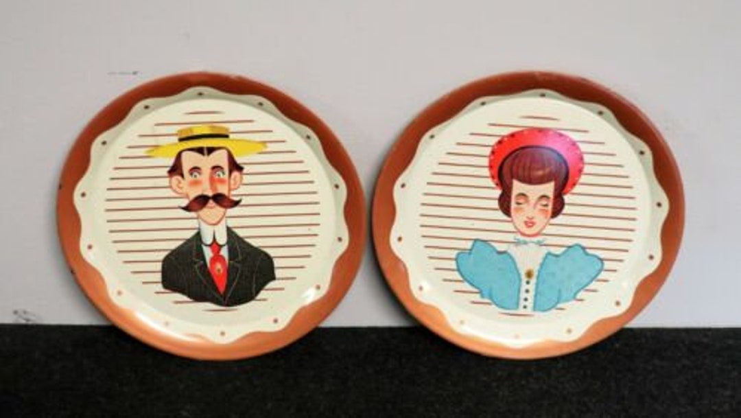 Vintage Pair Small Mid Century Wall Hangings Copper Color Etsy