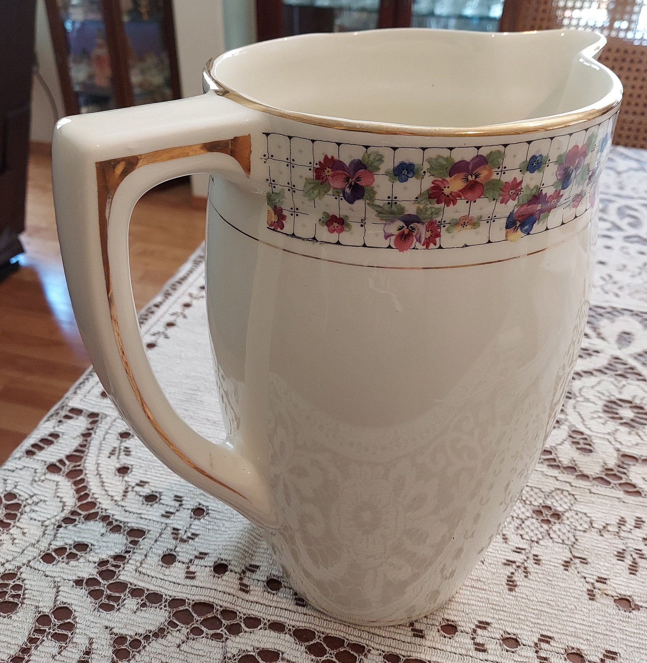 1931 Art Deco Boch Fres Wash bath Jug Pitcher Floral Pansy - Etsy UK