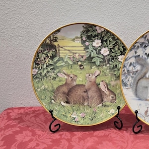 Peter Barrett Woodland Collector Plate Rabbit Spring Squirrel Winter "Rabbits in a July Field" No Flaws Gift
