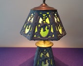 Vintage green milkglass slag lamp