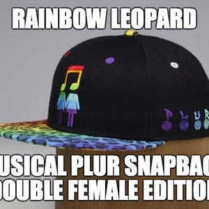 RAGE MOB CLOTHING Rainbow Leopard Musical Plur Snapback Female Music Notes Edition