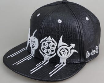 RAGE MOB Glow in the Dark PLUR Drips - Gorro con correa de cocodrilo negra
