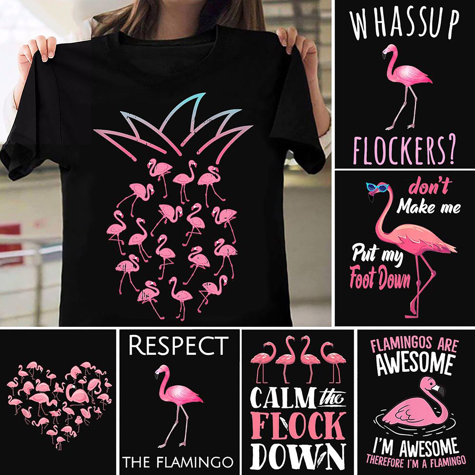 Pineapple Flamingo Funny Tropical Fruit Flamingo Tshirt Gift Etsy