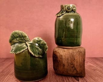 Green Floral Bud Vase Set