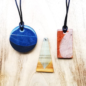 Handmade resin wood pendant, Special gift for daughter, Leaf skeleton, Natural jewelry tree leaves, Wood crafts