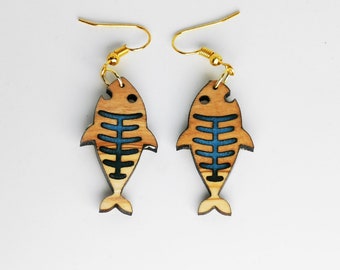 Fisch-Ohrringe – Holzohrringe – Fischschmuck – lustiges Geschenk