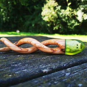 Sticks for women, Olive wood helix fork, Hair fork for woman, Hair jewelry with cat