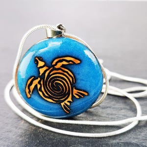 Turtle wood resin pendant, Turtle gift jewelry, Sea beach necklace, I love the sea