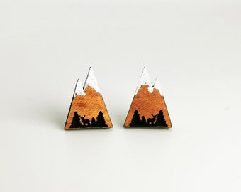 Kleine dreieckige Ohrringe – Geschenk für Naturliebhaber – Bergschmuck – rustikaler Waldstil