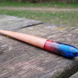 Galaxy hair stick, Nebula hair fork, Space hair fork, Wood and resin hair slide, Hair pin
