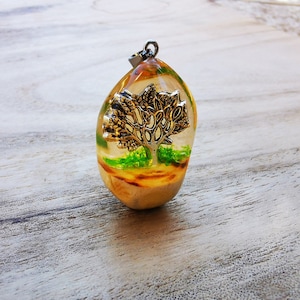 Tree of life gift, Unique pendants, Tao necklace, Spiritual pendant everyday necklace, Wood resin charm
