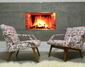 Vintage Retro Cottage Design Flowers Art Deco Bentwood Armchairs set of 2