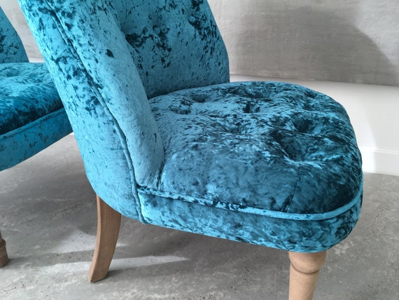 Design Unique Bampton turquoise blue Crushed Velvet Armchairs Chair set of 2 Design Unique Bampton turquoise blue Crushed Velvet Armchairs Chair set of 2