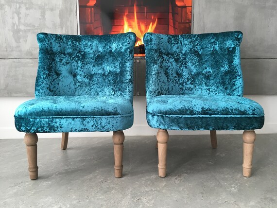 Design Unique Bampton turquoise blue Crushed Velvet Armchairs Chair set of 2 Design Unique Bampton turquoise blue Crushed Velvet Armchairs Chair set of 2