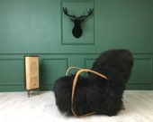 Black Sheepskin Vintage Art Deco Bentwood chair armchair H269 J.Halabala