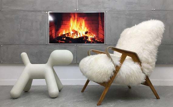Vintage Design Art Deco White Sheepskin Fluffy Armchair By Etsy