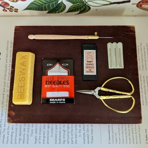 Embroidery Tool Kit- Basic- Scissors- Tambour- Beeswax Block- Needle