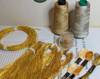Small Gold Embroidery Materials Kit - goldwork, tambour, luneville zardozi