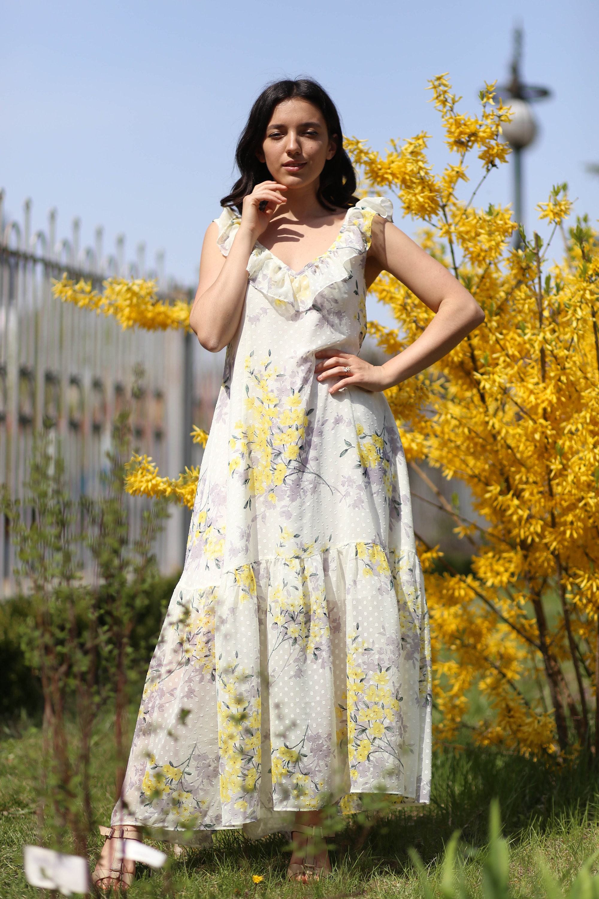 Summer Sleeveless Floral Dress Sundress Lace Fairy Dress