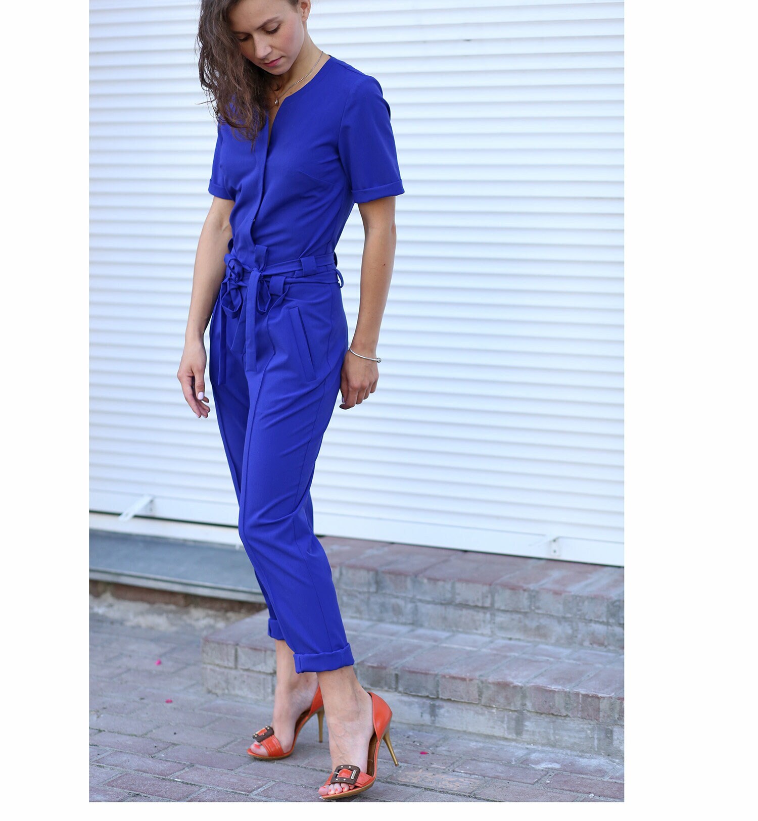 Formal Blue Jumpsuit for Women Jumpsuit Outfit Elegant Etsy Australia