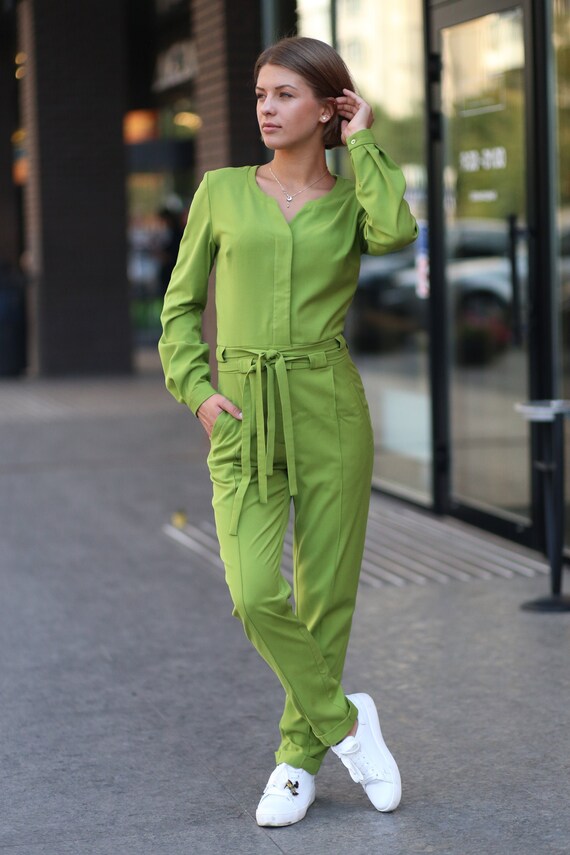 green jumpsuit formal