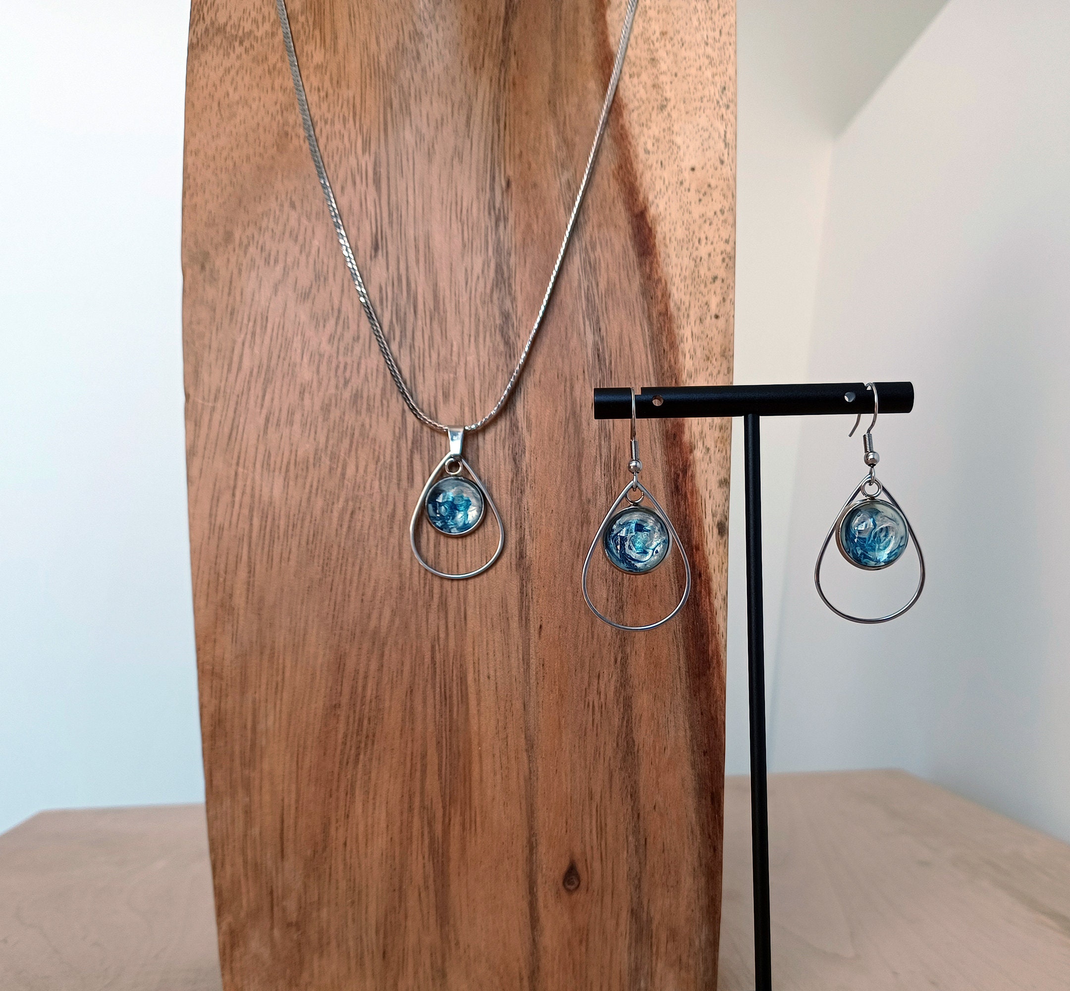 Colorful Jewelry Set Abstract Art Jewelry Set Unique Pendant Etsy