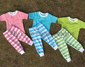 Girls and Boys Spring & Easter Pajama Set -Pink, Blue or Green