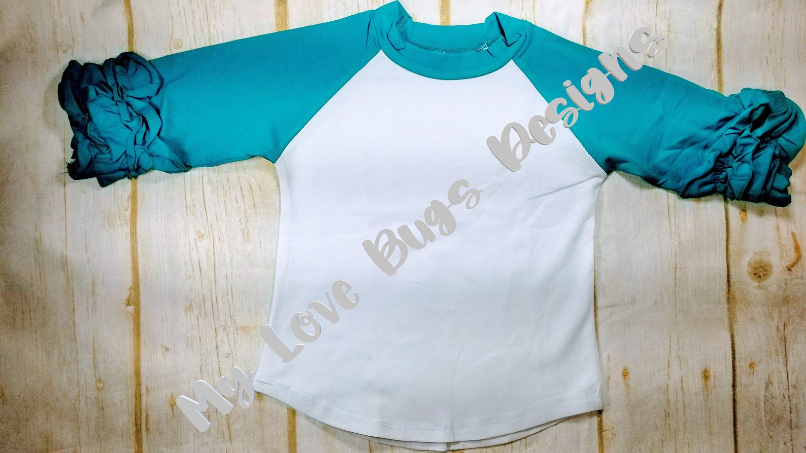 Girls Teal Ruffle Raglan Shirts- Monogramable Shirts - Etsy