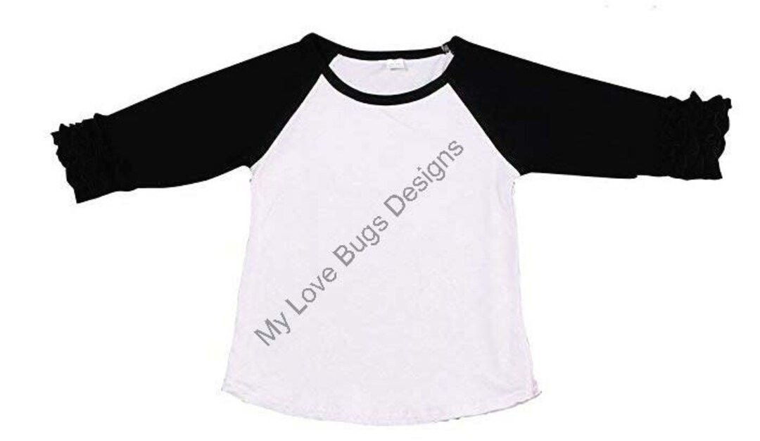 Girls Icing Ruffle Raglan Shirt-white Body With Black Sleeves ...