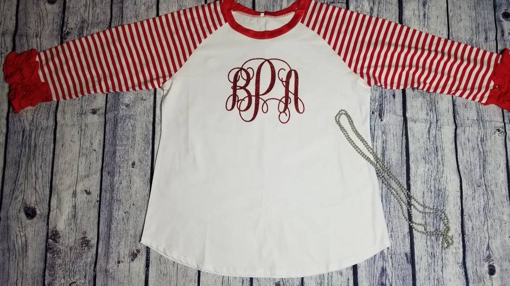 ADULT Ruffle Raglan Shirts 3/4