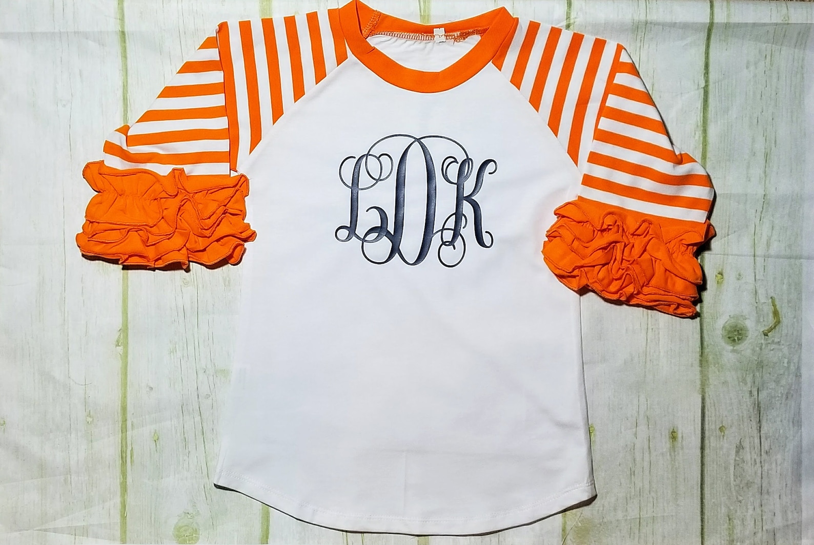 Stripe Icing Ruffle Raglan Shirts- Multiple Colors Monogramable Stripe ...