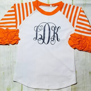 Stripe Icing Ruffle Raglan Shirts- Multiple Colors Monogramable Stripe ...