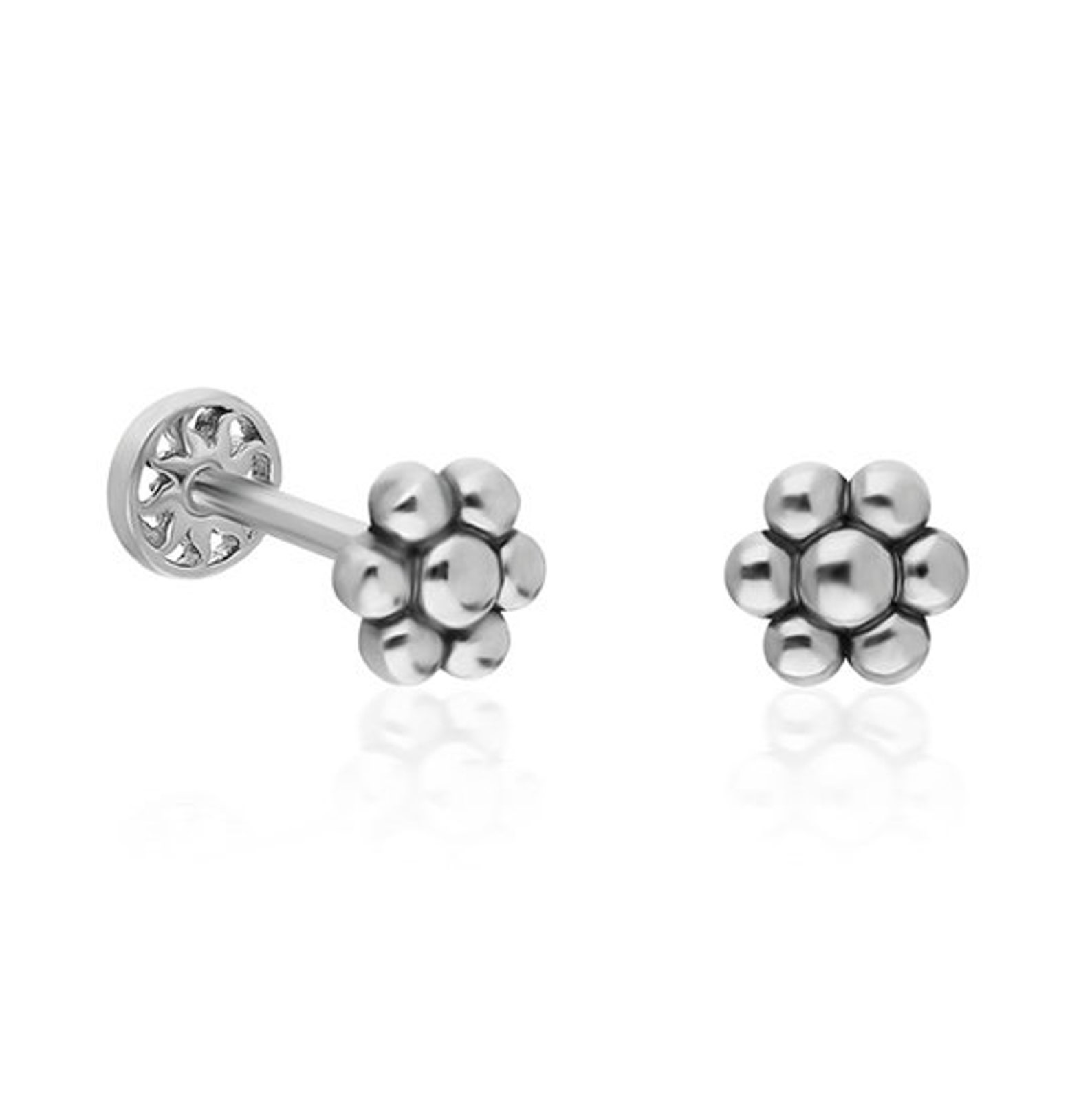 14K Solid Gold Flower Piercing Minimalist Tragus Piercing Etsy