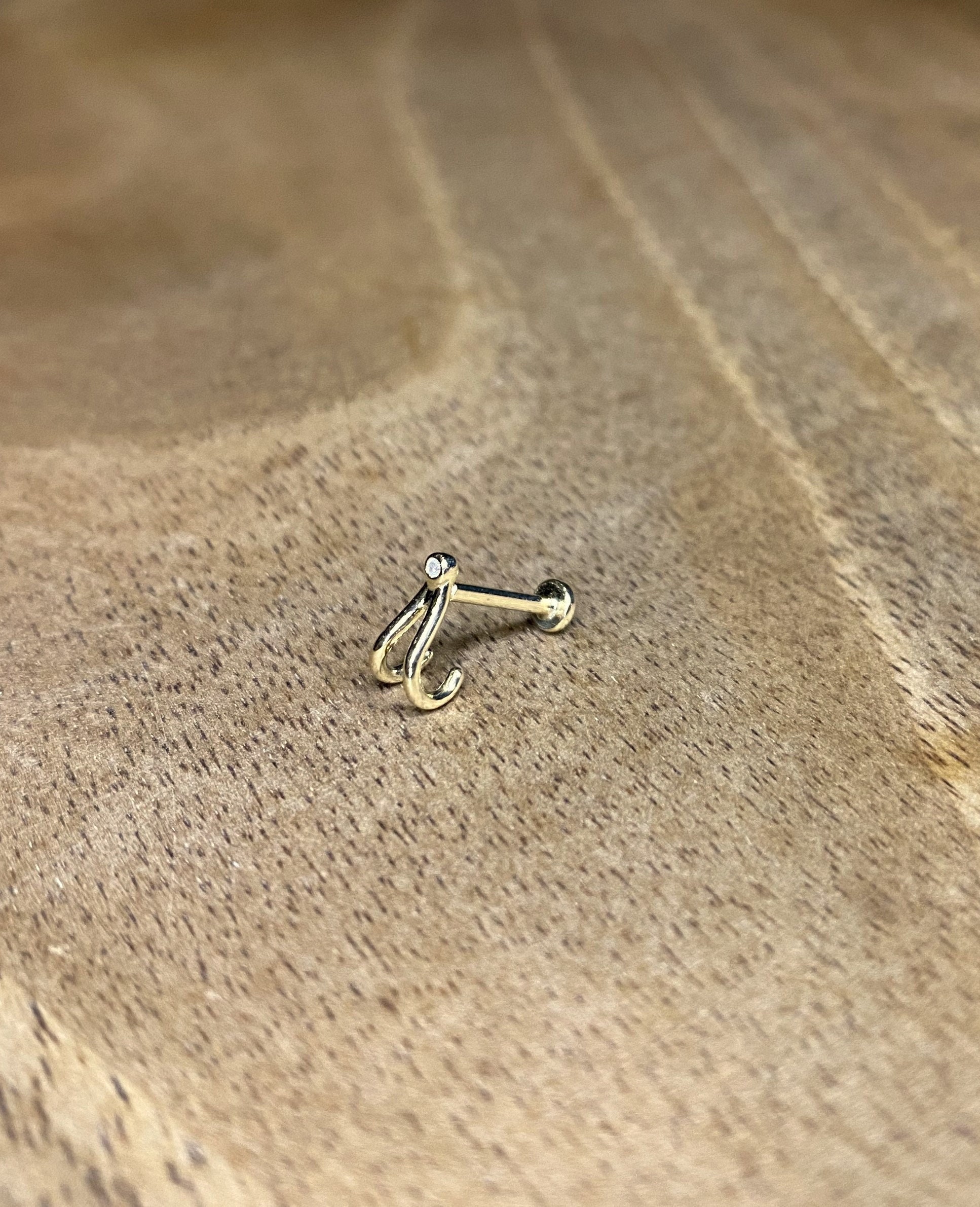 14K Solid Gold Piercing Minimalist Helix Piercing Cartilage - Etsy